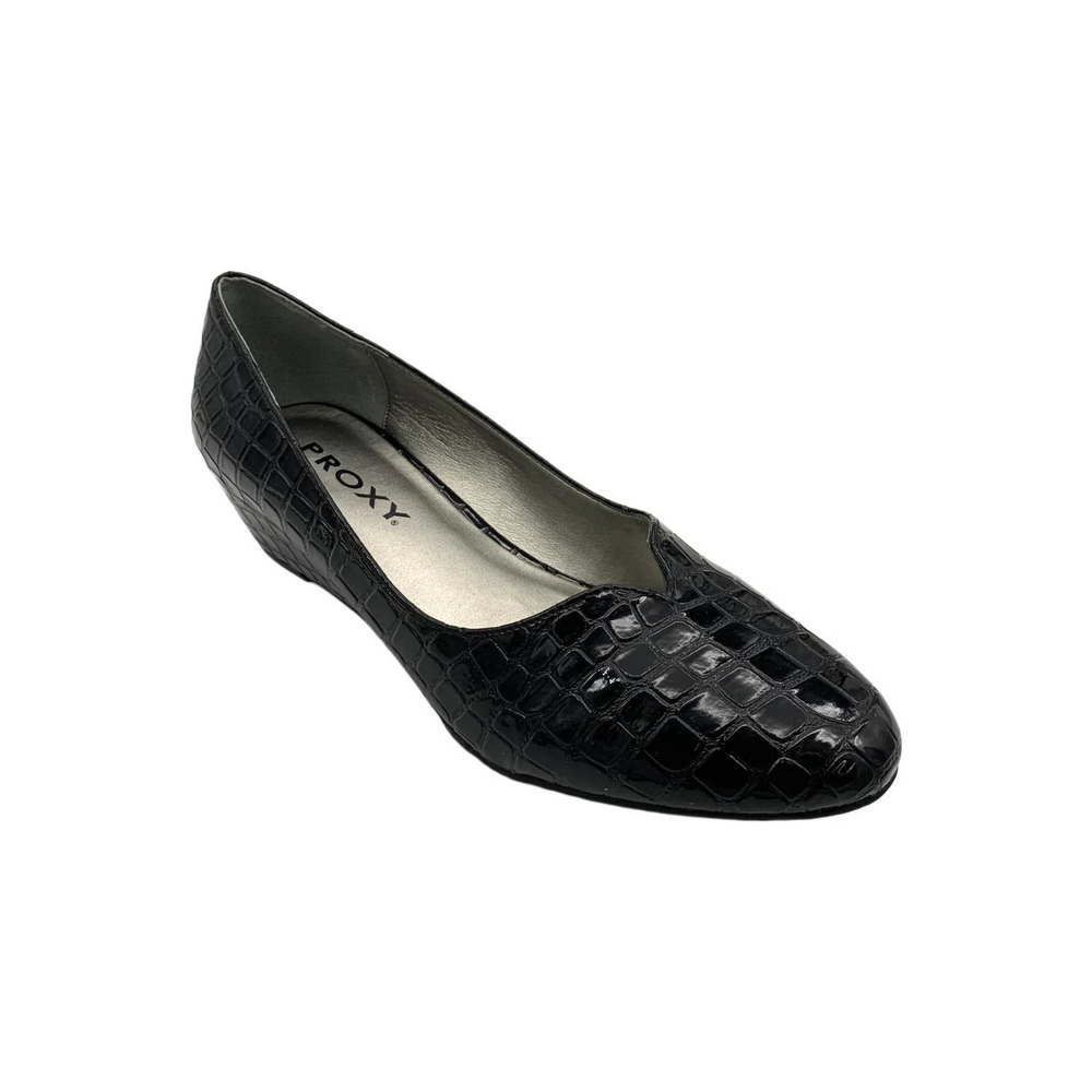 Proxy Women's Emastine Pump Heels Black Croco Print - Wide